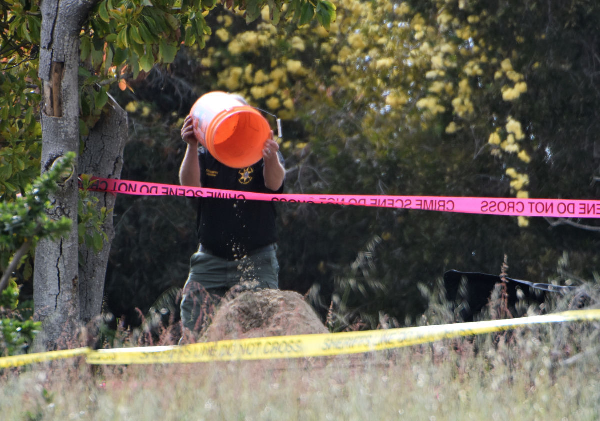 San Luis Obispo County Sheriff personnel continue to search the home of Ruben Flores in Arroyo Grande Tuesday.